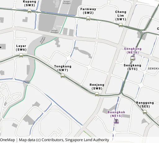 Map of the area around Blk 306C Anchorvale Link in Sengkang, showing 400 m and 1 km rings and 4 primary schools within 1 km