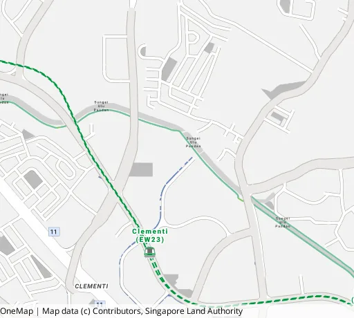 Map of the area around Blk 308 Clementi Ave 4 in Clementi, showing 400 m and 1 km rings and 3 primary schools within 1 km