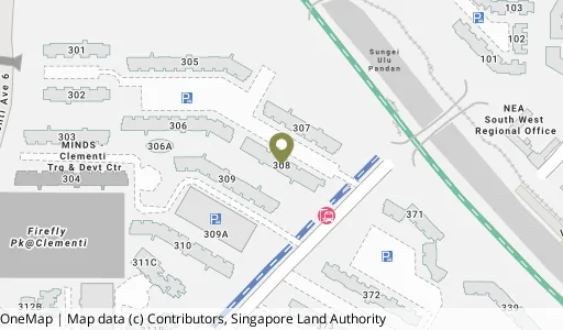 Location map of Blk 308 Clementi Ave 4, a HDB resale block in Clementi, Singapore