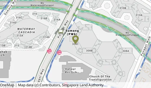 Location map of Blk 308C Punggol Walk, a HDB resale block in Punggol, Singapore