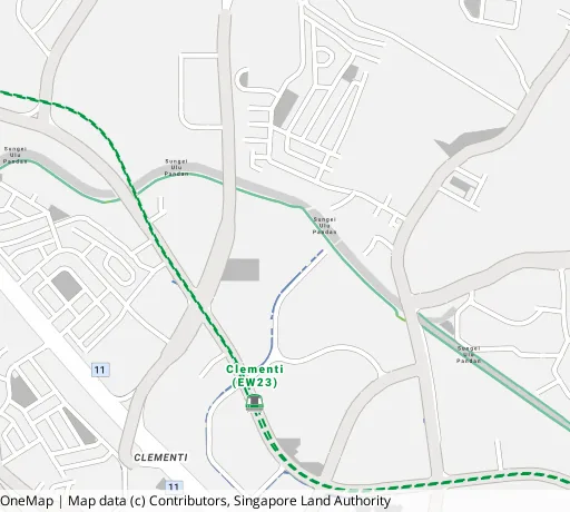 Map of the area around Blk 309 Clementi Ave 4 in Clementi, showing 400 m and 1 km rings and 3 primary schools within 1 km