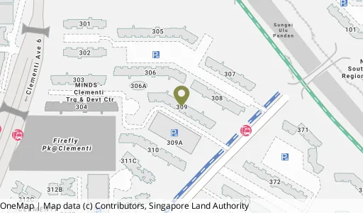 Location map of Blk 309 Clementi Ave 4, a HDB resale block in Clementi, Singapore