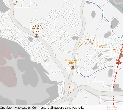 Map of the area around Blk 309 Shunfu Rd in Bishan, showing 400 m and 1 km rings and 1 primary school within 1 km