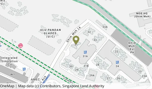 Location map of Blk 31 Ghim Moh Link, a HDB resale block in Queenstown, Singapore