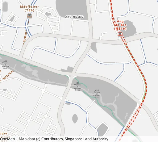 Map of the area around Blk 310A Ang Mo Kio Ave 1 in Ang Mo Kio, showing 400 m and 1 km rings and 2 primary schools within 1 km