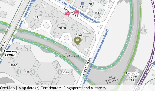 Location map of Blk 310A Punggol Walk, a HDB resale block in Punggol, Singapore