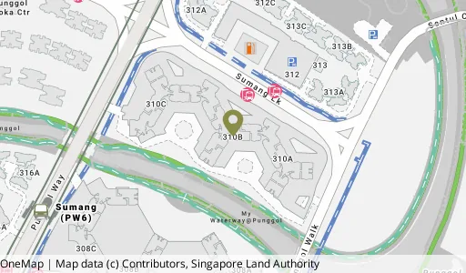 Location map of Blk 310B Punggol Walk, a HDB resale block in Punggol, Singapore