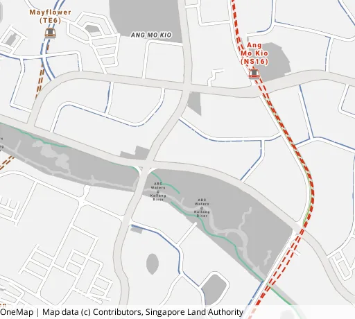 Map of the area around Blk 310C Ang Mo Kio Ave 1 in Ang Mo Kio, showing 400 m and 1 km rings and 2 primary schools within 1 km
