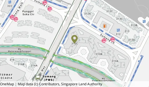 Location map of Blk 310C Punggol Walk, a HDB resale block in Punggol, Singapore