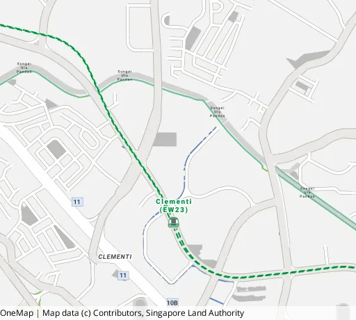 Map of the area around Blk 311A Clementi Ave 4 in Clementi, showing 400 m and 1 km rings and 3 primary schools within 1 km