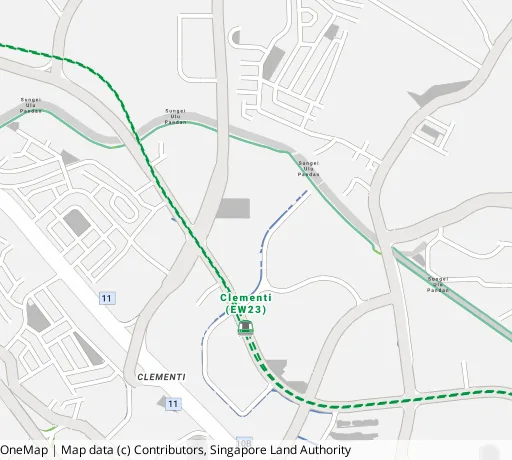 Map of the area around Blk 311B Clementi Ave 4 in Clementi, showing 400 m and 1 km rings and 3 primary schools within 1 km
