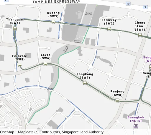 Map of the area around Blk 311C Anchorvale Lane in Sengkang, showing 400 m and 1 km rings and 4 primary schools within 1 km