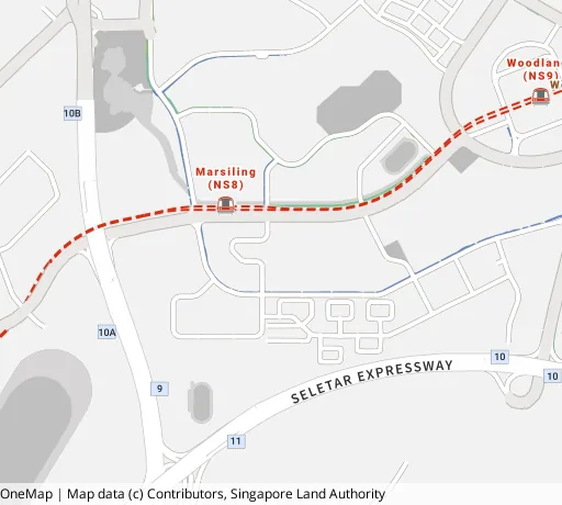 Map of the area around Blk 313 Woodlands St 31 in Woodlands, showing 400 m and 1 km rings and 2 primary schools within 1 km