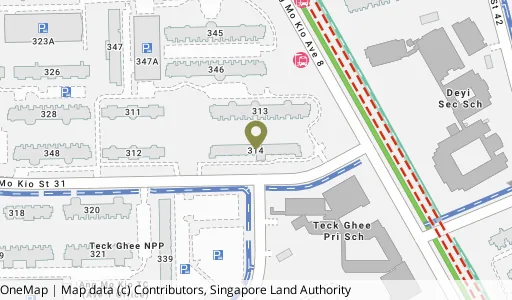 Location map of Blk 314 Ang Mo Kio Ave 3, a HDB resale block in Ang Mo Kio, Singapore