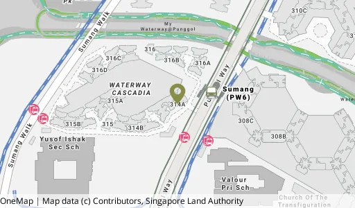 Location map of Blk 314A Punggol Way, a HDB resale block in Punggol, Singapore