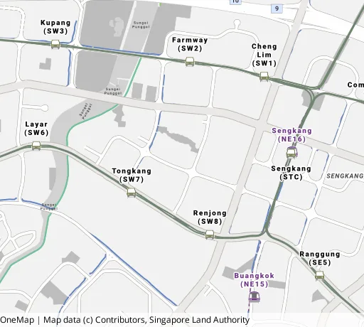 Map of the area around Blk 314B Anchorvale Link in Sengkang, showing 400 m and 1 km rings and 4 primary schools within 1 km
