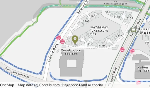 Location map of Blk 315B Punggol Way, a HDB resale block in Punggol, Singapore