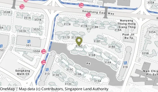 Location map of Blk 316C Anchorvale Link, a HDB resale block in Sengkang, Singapore