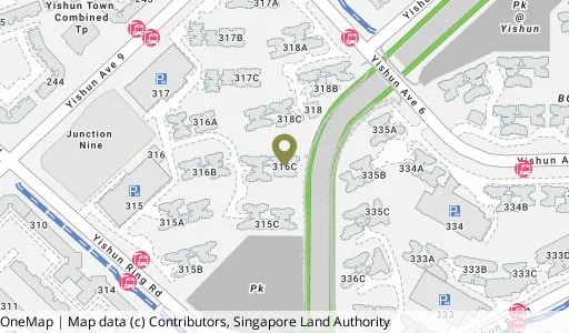 Location map of Blk 316C Yishun Ave 9, a HDB resale block in Yishun, Singapore