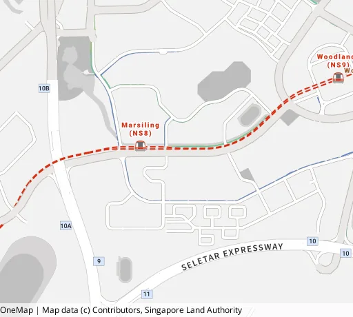 Map of the area around Blk 317 Woodlands St 31 in Woodlands, showing 400 m and 1 km rings and 2 primary schools within 1 km