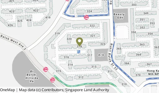 Location map of Blk 318 Bt Batok St 32, a HDB resale block in Bukit Batok, Singapore