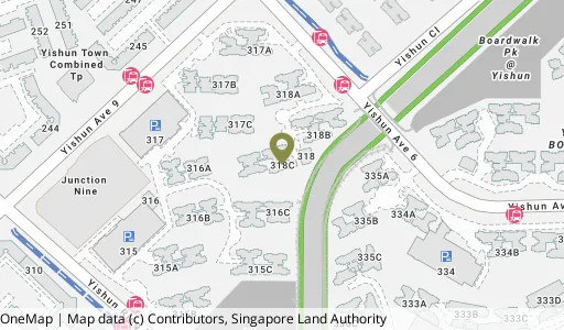 Location map of Blk 318C Yishun Ave 9, a HDB resale block in Yishun, Singapore