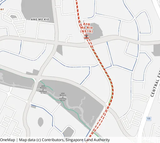 Map of the area around Blk 321 Ang Mo Kio Ave 1 in Ang Mo Kio, showing 400 m and 1 km rings and 3 primary schools within 1 km
