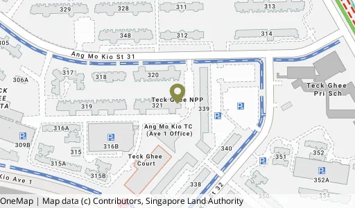 Location map of Blk 321 Ang Mo Kio Ave 1, a HDB resale block in Ang Mo Kio, Singapore