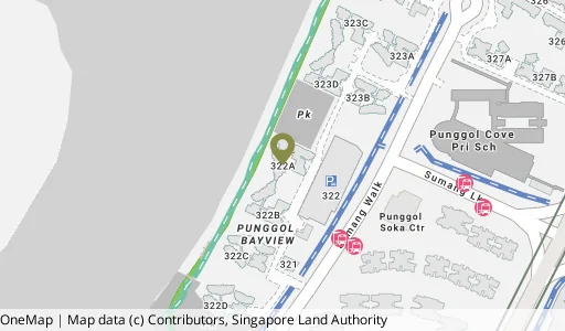 Location map of Blk 322A Sumang Walk, a HDB resale block in Punggol, Singapore