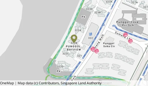 Location map of Blk 322B Sumang Walk, a HDB resale block in Punggol, Singapore