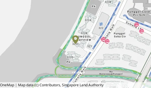 Location map of Blk 322C Sumang Walk, a HDB resale block in Punggol, Singapore
