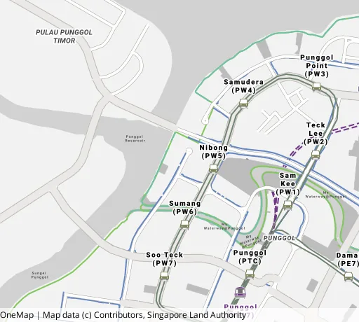 Map of the area around Blk 323A Sumang Walk in Punggol, showing 400 m and 1 km rings and 3 primary schools within 1 km