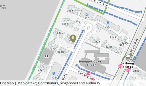 Location map of Blk 323A Sumang Walk, a HDB resale block in Punggol, Singapore