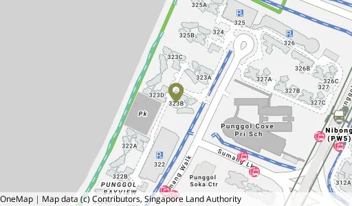 Location map of Blk 323B Sumang Walk, a HDB resale block in Punggol, Singapore