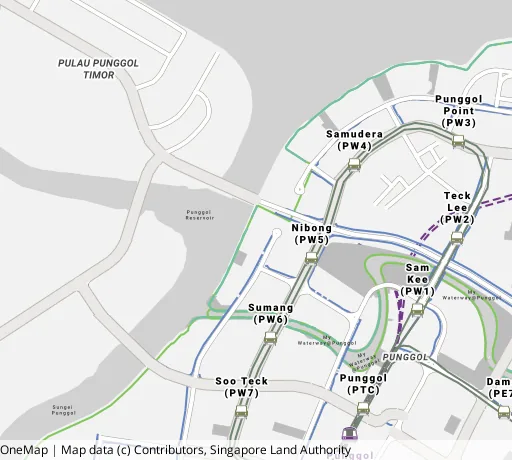 Map of the area around Blk 325B Sumang Walk in Punggol, showing 400 m and 1 km rings and 3 primary schools within 1 km