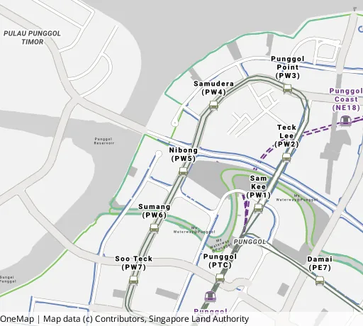 Map of the area around Blk 326C Sumang Walk in Punggol, showing 400 m and 1 km rings and 4 primary schools within 1 km