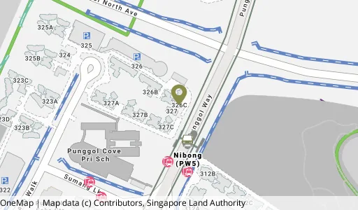 Location map of Blk 326C Sumang Walk, a HDB resale block in Punggol, Singapore
