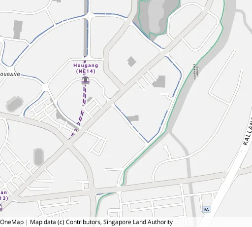 Map of the area around Blk 327 Hougang Ave 5 in Hougang, showing 400 m and 1 km rings and 3 primary schools within 1 km