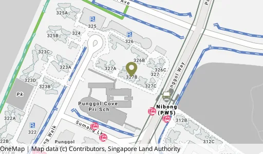 Location map of Blk 327B Sumang Walk, a HDB resale block in Punggol, Singapore