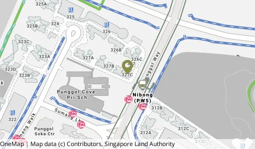 Location map of Blk 327C Sumang Walk, a HDB resale block in Punggol, Singapore