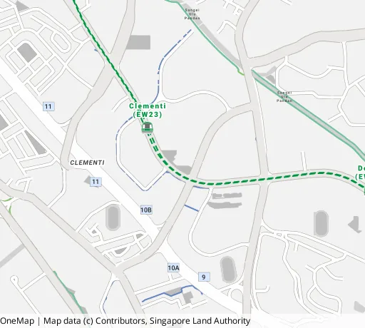 Map of the area around Blk 329 Clementi Ave 2 in Clementi, showing 400 m and 1 km rings and 3 primary schools within 1 km