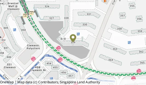 Location map of Blk 329 Clementi Ave 2, a HDB resale block in Clementi, Singapore