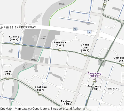Map of the area around Blk 329A Anchorvale St in Sengkang, showing 400 m and 1 km rings and 4 primary schools within 1 km