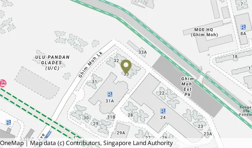 Location map of Blk 33 Ghim Moh Link, a HDB resale block in Queenstown, Singapore