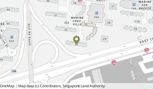 Location map of Blk 33 Marine Cres, a HDB resale block in Marine Parade, Singapore