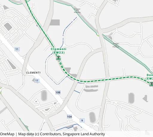 Map of the area around Blk 330 Clementi Ave 2 in Clementi, showing 400 m and 1 km rings and 3 primary schools within 1 km