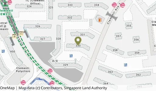 Location map of Blk 330 Clementi Ave 2, a HDB resale block in Clementi, Singapore