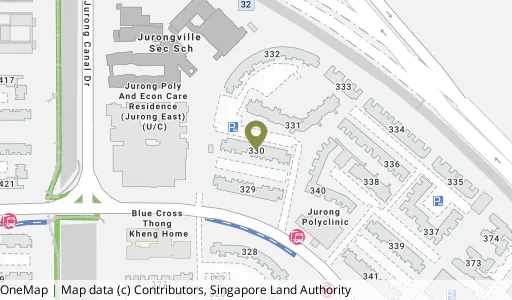 Location map of Blk 330 Jurong East Ave 1, a HDB resale block in Jurong East, Singapore