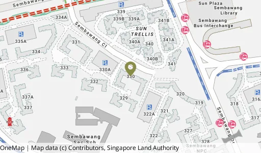 Location map of Blk 330 Sembawang Cl, a HDB resale block in Sembawang, Singapore