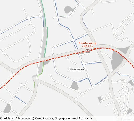 Map of the area around Blk 331 Sembawang Cl in Sembawang, showing 400 m and 1 km rings and 4 primary schools within 1 km